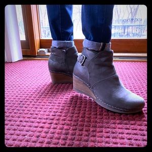 Gray Dansko Wedge Boots with short zipper